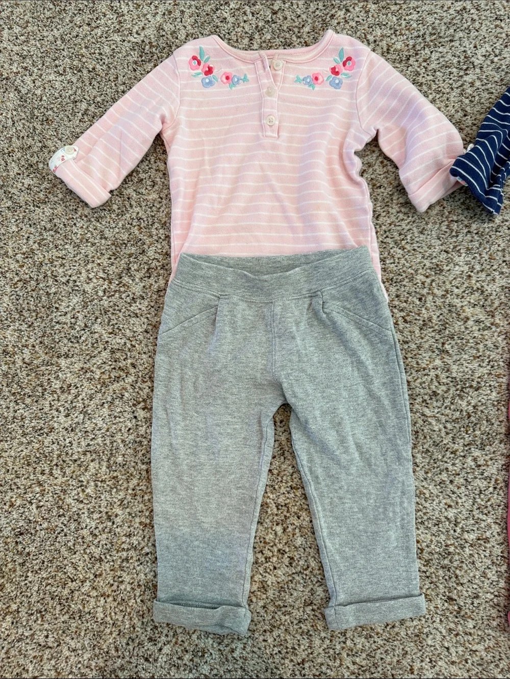 2-Piece Baby Girl Sets with Floral Stripe Bodysuits